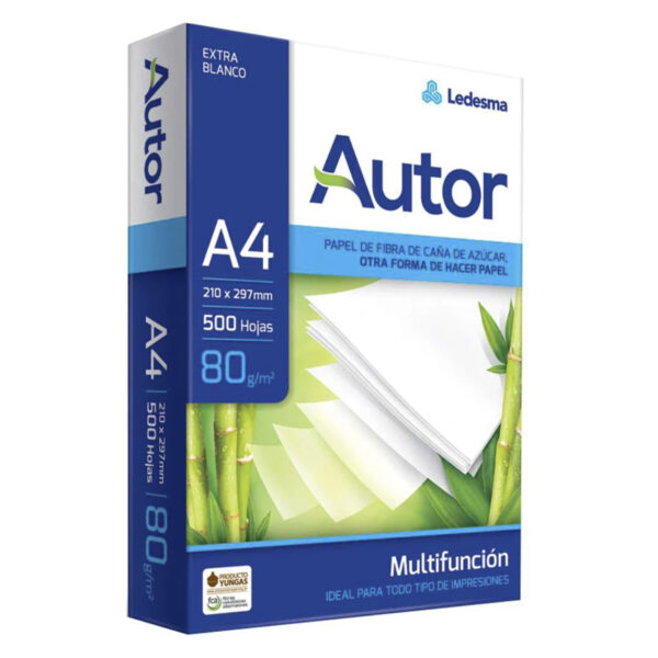 Resma Papel A4 80g Autor Ledesma x 500 Hojas - Máxima Blancura y Cuerpo