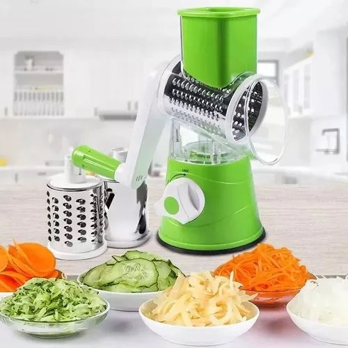 Rallador de Verduras Rotativo 3 en 1 con Sopapa de Succión - Cortador Manual de Quesos y Vegetales