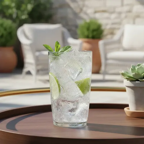 Vaso de Vidrio 420cc Simil Labrado - Diseño Texturizado Premium