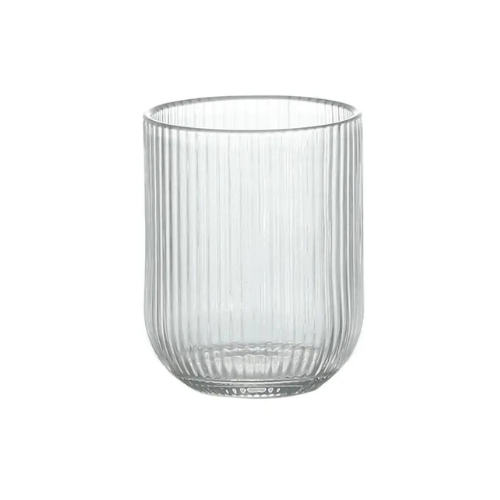 2 (1) Vaso De Vidrio Acanalado The Kitchen Modelo Lines Rayado 270cc