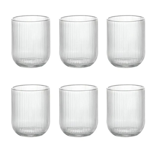 3 Vaso De Vidrio Acanalado The Kitchen Modelo Lines Rayado 270cc
