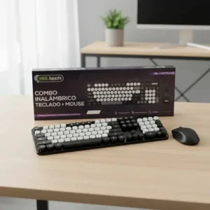 Combo Teclado Y Mouse Inalámbrico HBL Tech Retro Teclas Redondas