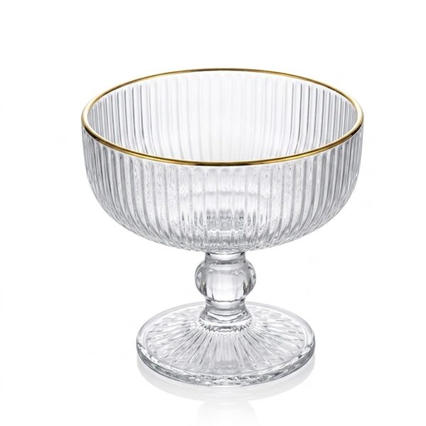 Copa Postre Set x 6 de Copas Vidrio para postre con borde dorado 400cc