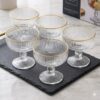Copas Postre set Set x 6 de Copas Vidrio para postre con borde dorado 400cc