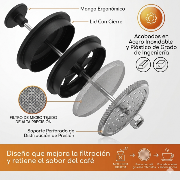 Cafetera Prensa Francesa De Vidrio Con Émbolo