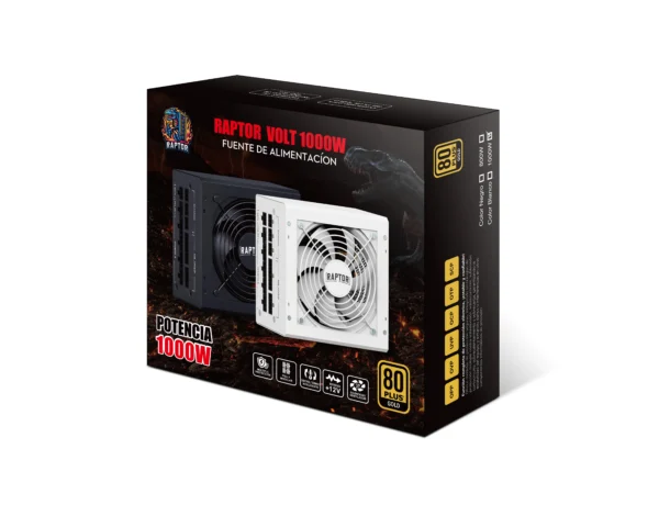 Fuente Raptor Volt 1000W 80 Plus Gold Negra -4 Fuente Raptor Volt 1000W 80 Plus Gold Full Modular PCIe 5.1 Negra