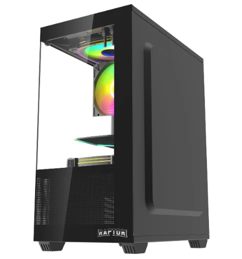 Gabinete Raptor Nova Prime TG x2 Mid-Tower RGB Fan x3 -3 Gabinete Raptor Nova Prime TG x2 Mid-Tower RGB Fan x3 Black