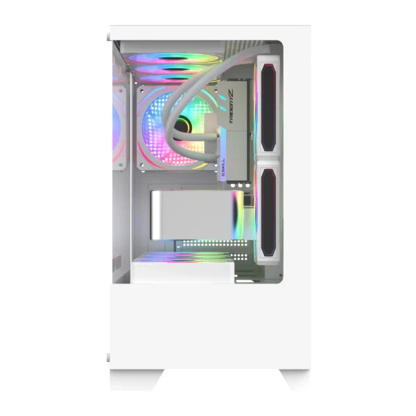Gabinete Raptor Thunder Strike TG x2 Mid-Tower RGB Fan x1 White-04 Gabinete Raptor Thunder Strike TG x2 Mid-Tower RGB Fan x1 White