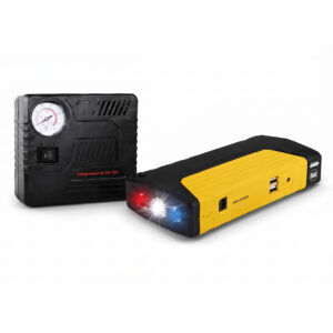 Kit de Emergencia Vehicular 4 en 1: Arrancador 12V, Compresor de Aire, Power Bank y Linterna LED