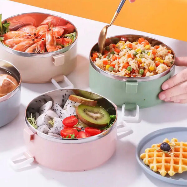 Lunchera Vianda Térmica 2 Pisos Acero Inoxidable Bento Box Pastel