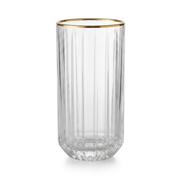 Vaso borde doradoo Vaso De Vidrio Acanalado Set x 6 Borde Dorado 420cc