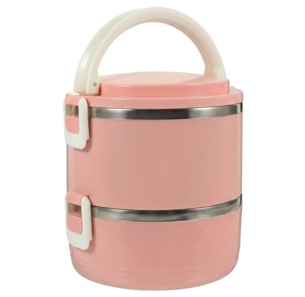 Lunchera Vianda Térmica 2 Pisos Acero Inoxidable Bento Box Pastel