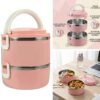 Lunchera Vianda Térmica 2 Pisos Acero Inoxidable Bento Box Pastel