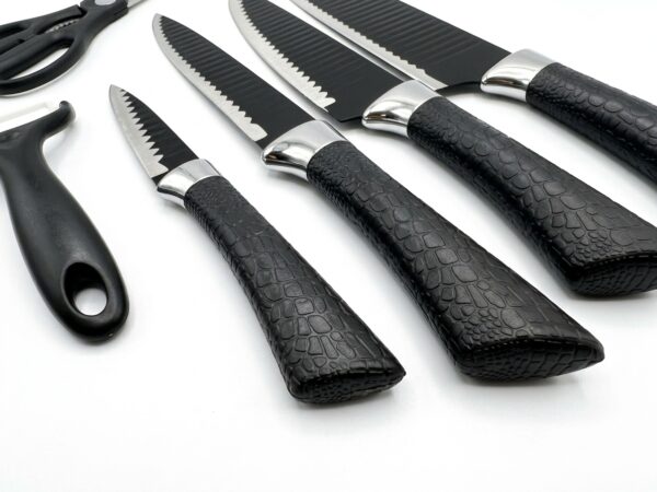 Set de Cuchillos de Cocina Profesional de Acero Inoxidable - Juego de 6 Piezas con Tijera y Pelador