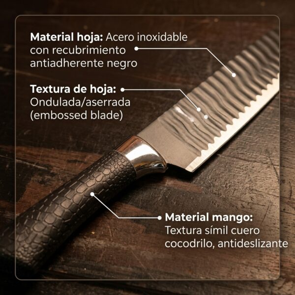 Set de Cuchillos de Cocina Profesional de Acero Inoxidable - Juego de 6 Piezas con Tijera y Pelador