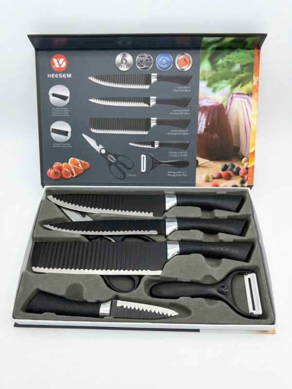 Set de Cuchillos de Cocina Profesional de Acero Inoxidable - Juego de 6 Piezas con Tijera y Pelador