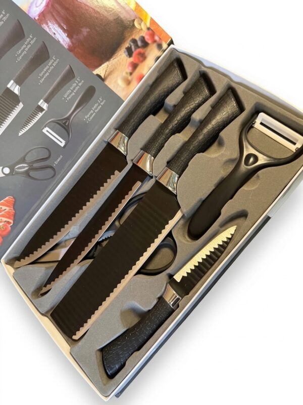 Set de Cuchillos de Cocina Profesional de Acero Inoxidable - Juego de 6 Piezas con Tijera y Pelador